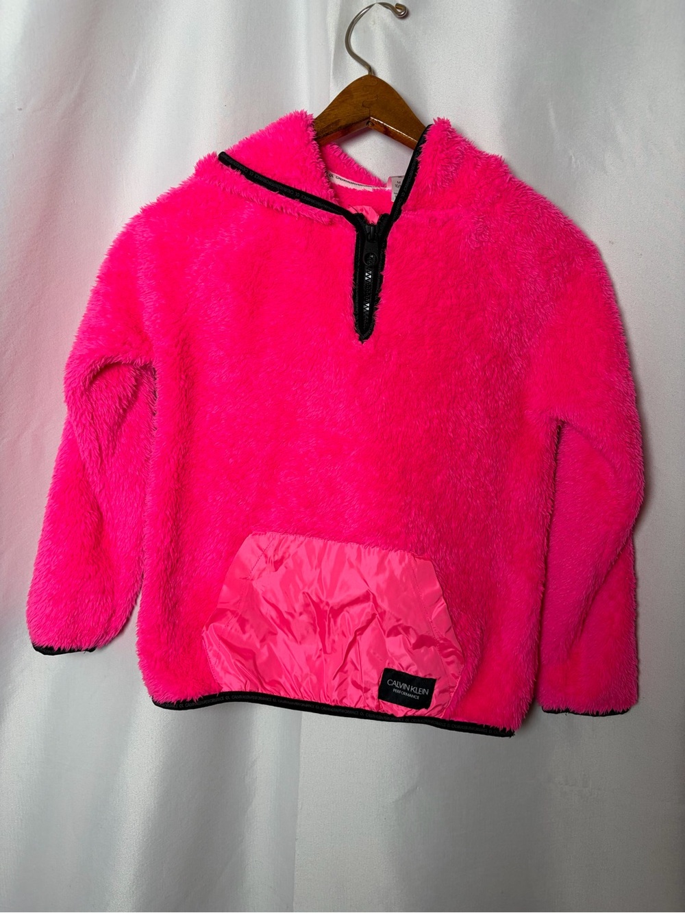 Calvin Klein Kids Bright Pink Fleece Pullover with Pocket